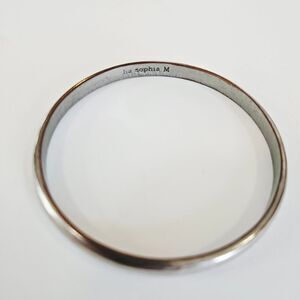 Lia Sophia Signed The Joy Is In The Journey Silver Tone Copper Bangle Bracelet M